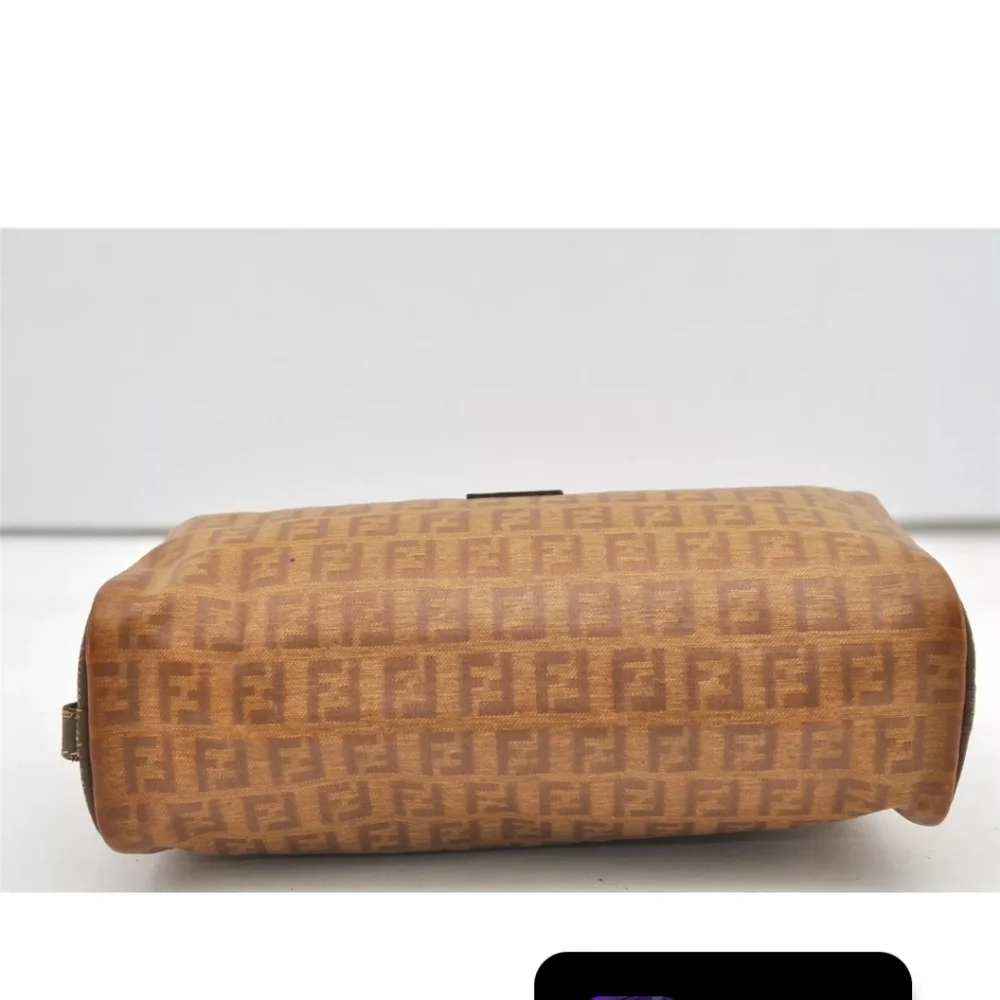 Fendi Zucca Vintage Rare Clutch Pouch W/Leather Trim Strap - Picture 6 of 16